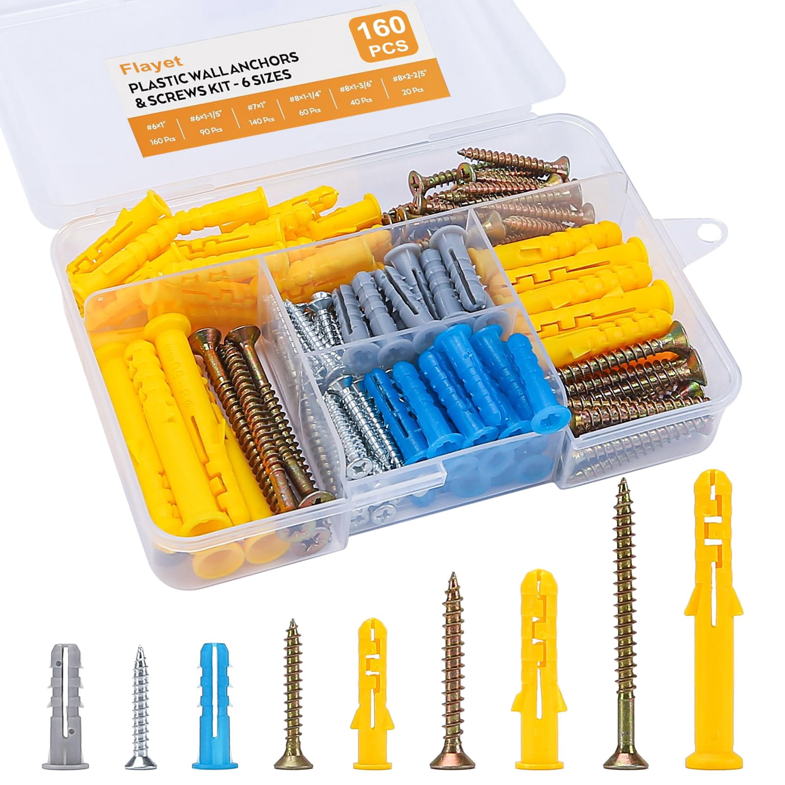 120PCS PCS Self-Drilling Drywall Anchors Kit Self Drilling Drywall Anchor Screws,Metal Anchors Kit, No Drill Needed, Zero Wall Damage,60 Sheetrock Anchors (0.47X1.57inch) and 60 Zinc Plated Screws
