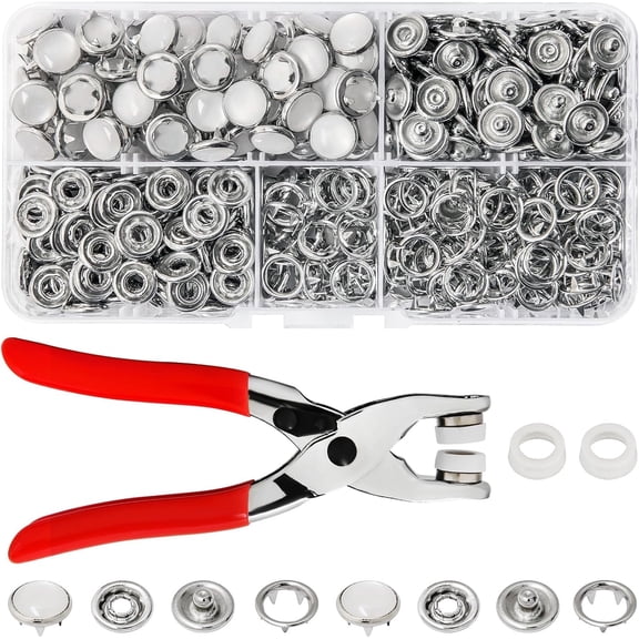 120pcs Grommet Tool Kit, Pearl Metal Snap Button Kit For Fabric, Sewing, Clothes, Snap Fasteners Kit & Snap Plier, Button Maker DIY