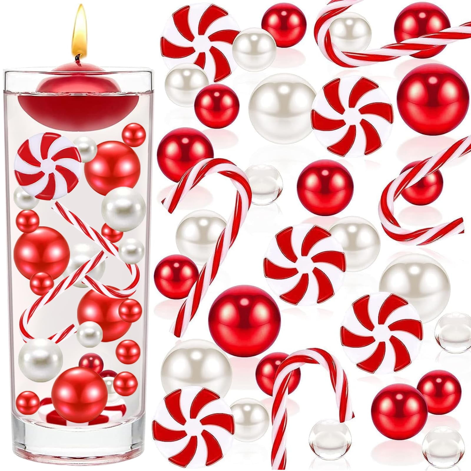 Christmas Candy Cane Red and White Water Bead Table Scatter
