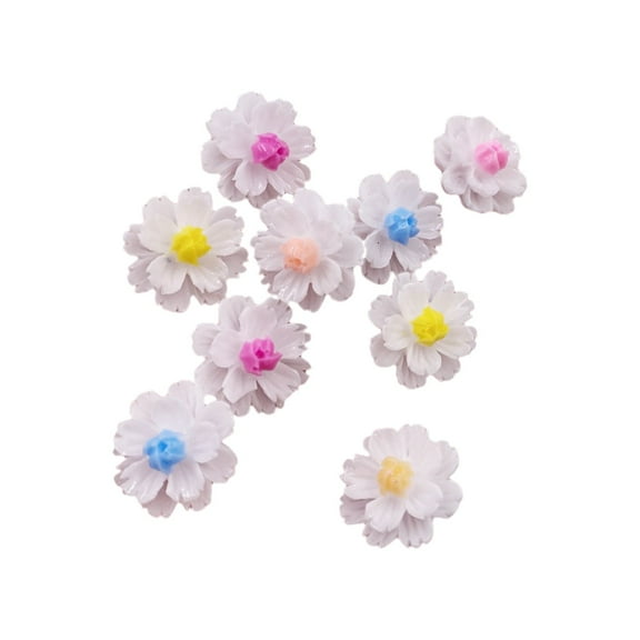 120PCS Resin 12mm 3D Colorful Flower Flatback Stone Buttons Embellishment DIY Scrapbook Crafts
