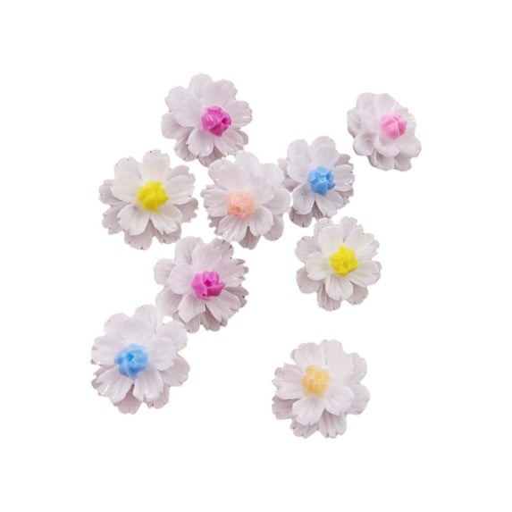 120PCS Resin 12mm 3D Colorful Flower Flatback Stone Buttons Embellishment DIY Scrapbook Crafts