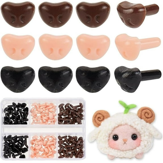 120PCS Safety Noses for Amigurumi 3 Colors Plastic Triangular Safety Noses Stuffed Animal Noses Craft Nose