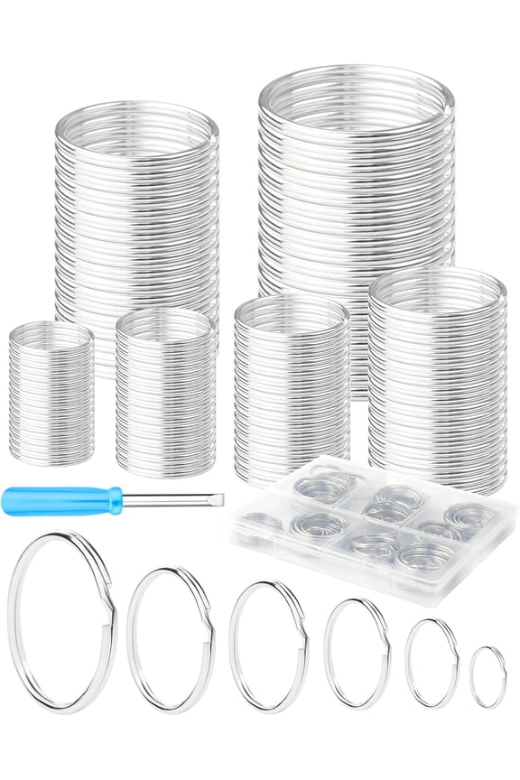 120PCS Split Key Rings,Mixed Size Heavy Duty Metal Keyrings,Bulk Keychain Rings,Silver Key Ring Accessories for Keychains,Crafts,Car Keys,Pet Collars and DIY Projects