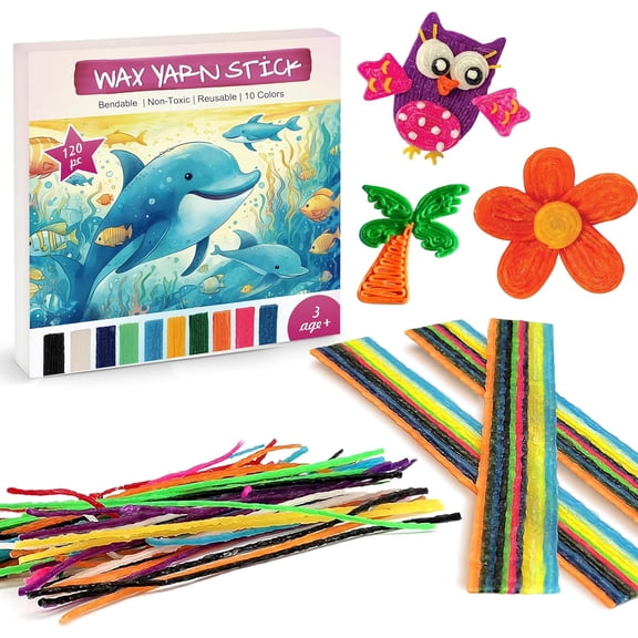 120PCS Wax Sticks for Kids Travel-Friendly Craft Sticks | Bendable & Mess-Free DIY Toys for Airplane, Camping, Road Trip, Restaurant, Christmas Gift