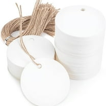 120PCS White Round Gift Tags, 2 inch Kraft Paper Gift Tags with String for Gifts Wrapping Craft Project Wedding Favors