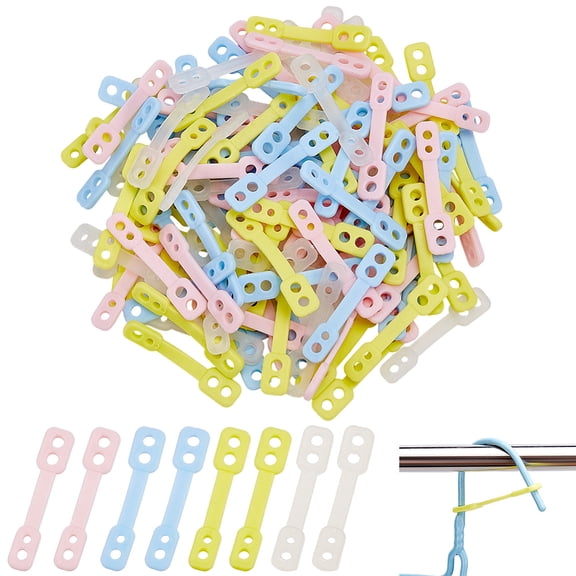 120PCS Windproof Hanger Fasteners 2.24x0.47 Inch Colorful Silicone Hanger Buckles 4 Color Windproof Clothes Hanger Strip Hook