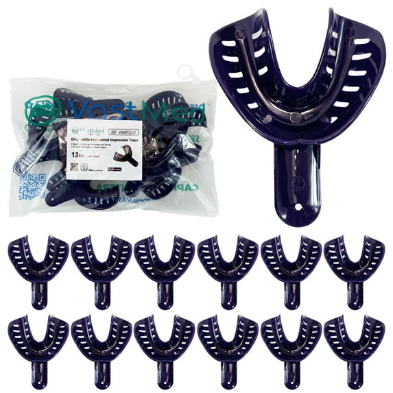 120PCs Dental Grade Disposable Perforated Plastic Dental Impression Trays by VASTMED | Plastic Materials Teeth Holder Dental Central Supply for Oral Tools