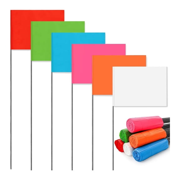 120Pack 6 Color Marking Flags, 15 X 4 X 5 Inch Marker Flags for Lawn, Landscape Flgs, Irrigation Flags, Lawn Flags