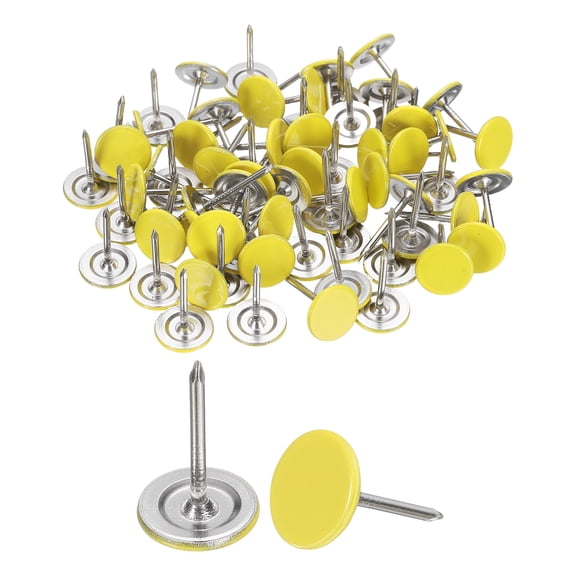 120Pack Push Pins, 11mmx17mm Round Flat Head Decorative Thumb Tacks, Light Yellow