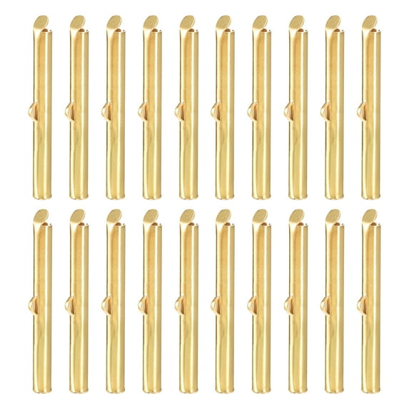 120Pack Slide on End Clasps, 40mm Tube Ball Bead Slider Crimp Ends, Light Golden