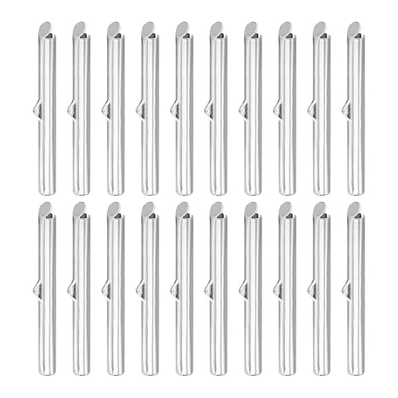 120Pack Slide on End Clasps, 40mm Tube Ball Bead Slider Crimp Ends, Silver White