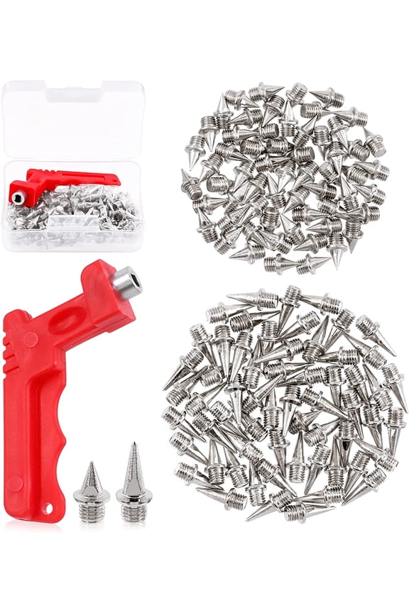 120Pcs 1/2 Inch, 1/4 Inch Cross Country Stainless Steel Spikes with Spike Wrench, Track Shoes Spikes Track Spikes Replacement for Short Running, Sprint Sports, Jumping Sports