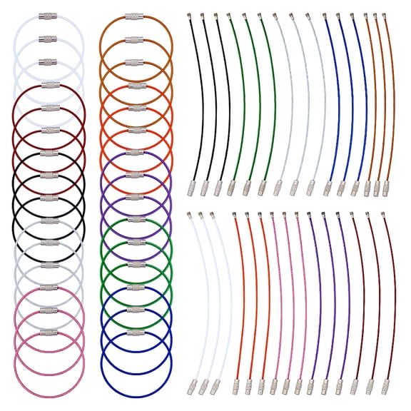 120Pcs 10 Colors Carbon Steel with PVC Wire Cord Safety Load Lifting Cord Platinum Mixed Color 155x1.5mm 12pcs/color