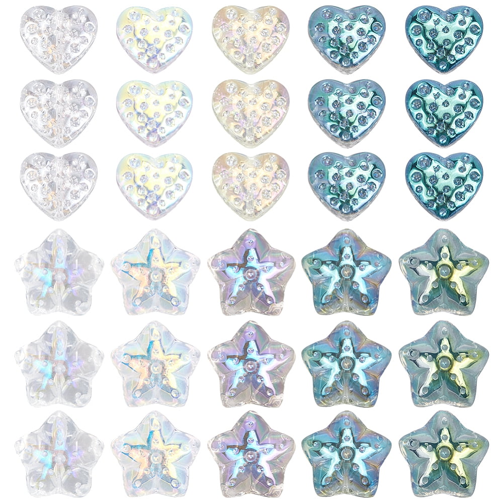 120Pcs 10 Styles Electroplate Transparent Glass Beads Sets Mixed Color 15~16.5x13~17.5mm Hole: 1.2~1.4mm 12pcs/style