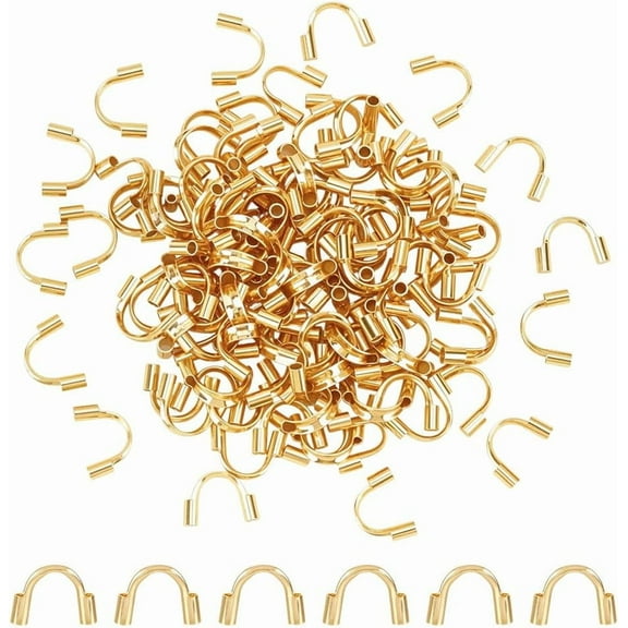120Pcs 18K Gold Wire Guardian Protectors 304 Stainless Steel U-Shape Cable Protector Wire Guard Loops