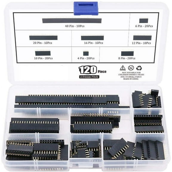 120Pcs 2.54Mm Straight Single Pcb Board Female Pin Connector Socket Connector Strip Assortment Kit For Arduino Prototype Shield (Single Row)