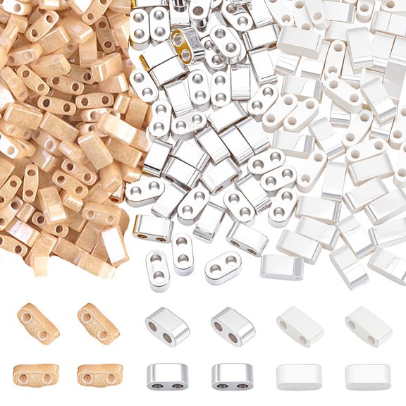 120Pcs 2 Colors Electroplated Non-60Pcs MIYUKI Half Beads Findings Kits Mixed Color 4.5x2x2.5mm Hole: 1mm
