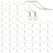 120Pcs 2 Colors Stainless Steel Earring Hooks Ear Wire with Horizontal Loops Earwire Hooks Metal Earring Hooks with Coil