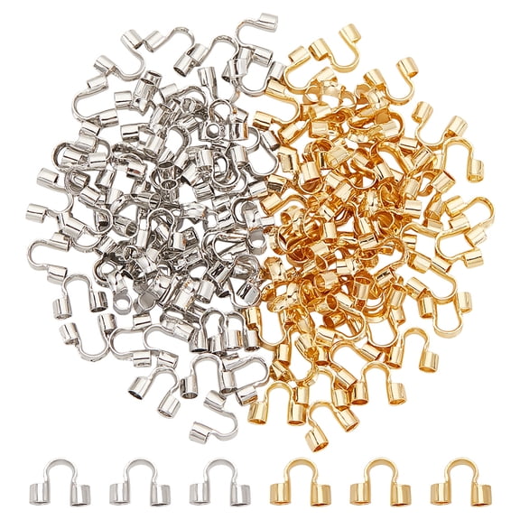 120Pcs 2 Colors Wire Guardian Metal Wire Cable Protector Metal U Wire Guard Loops Thread Protector Findings for Earring Bracelet