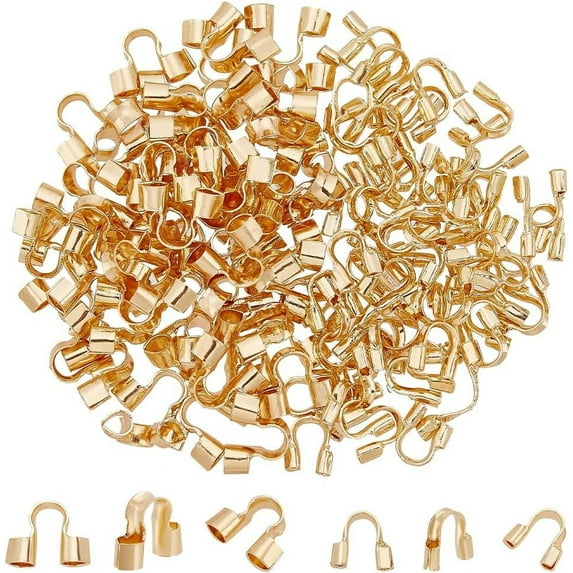 120Pcs 2 Styles Brass Cord Locks U-shaped Light Gold 4.5~5x4~7x1~2mm Hole: 0.6~0.7mm 60pcs/style