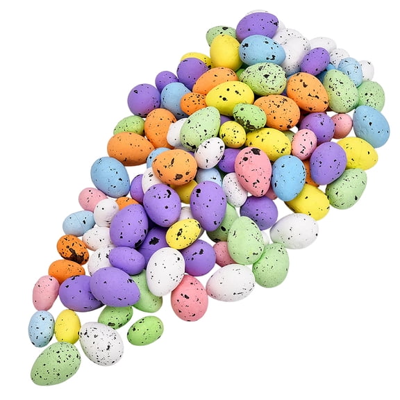 120Pcs 2 Styles Foam Simulated Pigeon Eggs Spotted Easter Eggs for Party Display Decorations Mixed Color 25~34.5x17~25mm 60pcs/style