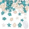 thumbnail image 1 of 120Pcs 2 Styles Turquoise Sea Turtle Beads with 10.93 Yards Elastic Thread Ocean Theme Turquoise Beads Starfish Beads Summer Beach Beads for Jewelry Making Hole:1-1.5mm Multi-color, 1 of 6