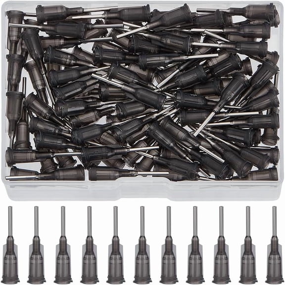 120Pcs 201 Stainless Steel Blunt Tip Dispensing Needles with Plastic Luer Lock Gray 30.5x7.5mm Pin: 1mm DIY