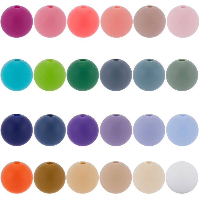 120Pcs 24 Colors 12mm Silicone Bead Round Focal Beads Bulk