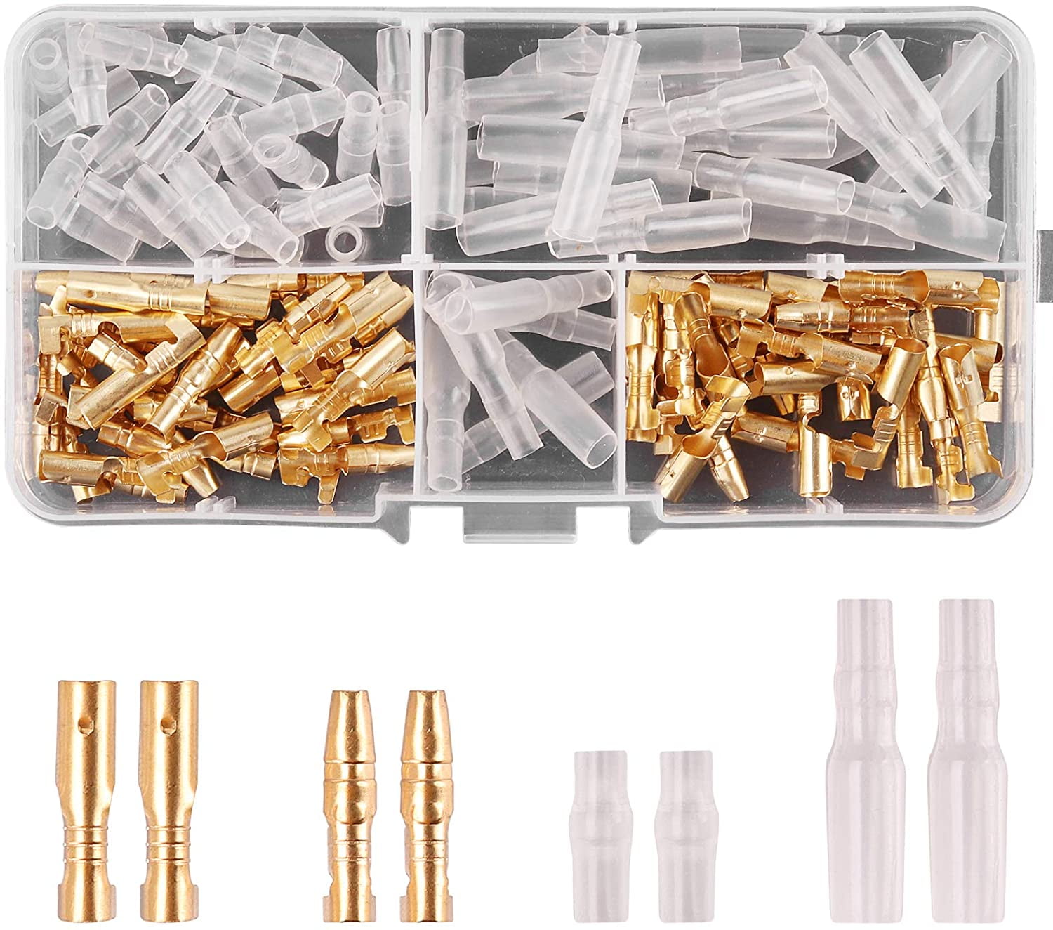 120Pcs 3.5Mm Bullet Connectors Kit Brass Bullet Male And Female Wire ...