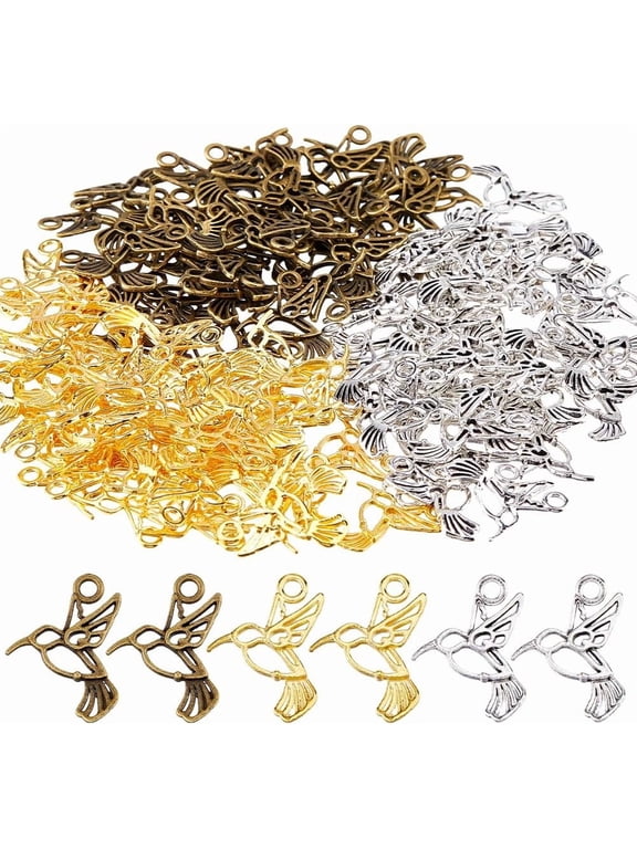 120Pcs 3 Colors Alloy Open Back Bezel Pendants for DIY UV Resin Epoxy Resin Bird Mixed Color 19x18x2mm Hole: 2mm 40pcs/color for DIY