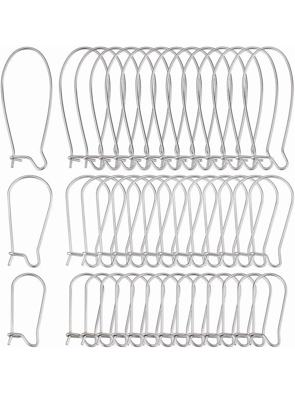 120Pcs 3 Style 304 Stainless Steel Hoop Earrings Findings Kidney Ear Wires Stainless Steel Color 20~33x9~13.5x0.6~2.5mm Pin: 0.6~0.7mm for DIY