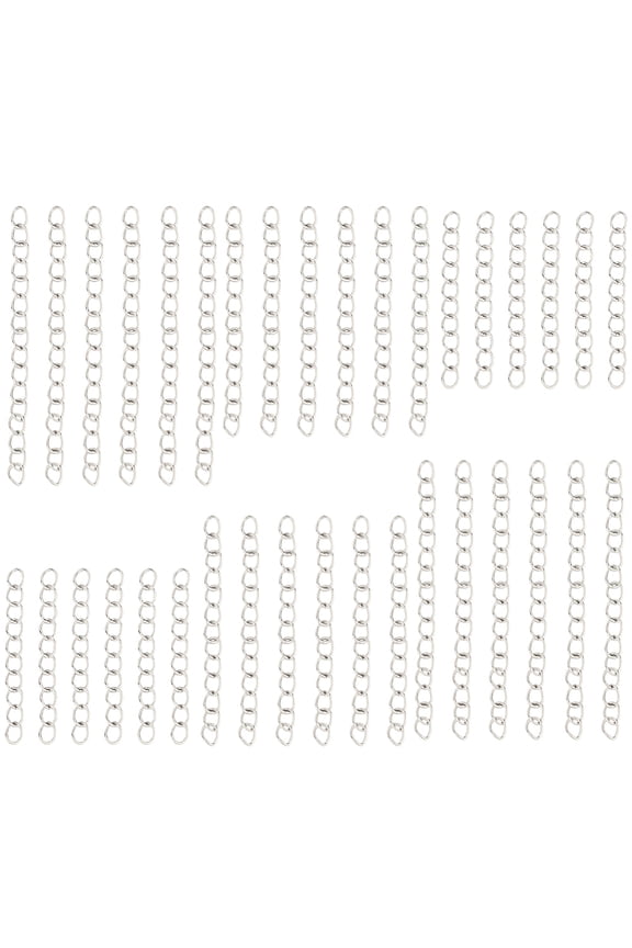 120Pcs 3 Styles 304 Stainless Steel Chain Extender Silver 30~53x3mm 40pcs/style