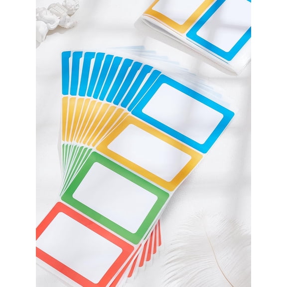 120Pcs 30 Sheets Plain Name Tag Stickers Brass Name Tag Waterproof Blank Writable Adhesive Label Stickers Memo Pads for Reminder Office School Classroom Supplies 247x92x0.1mm