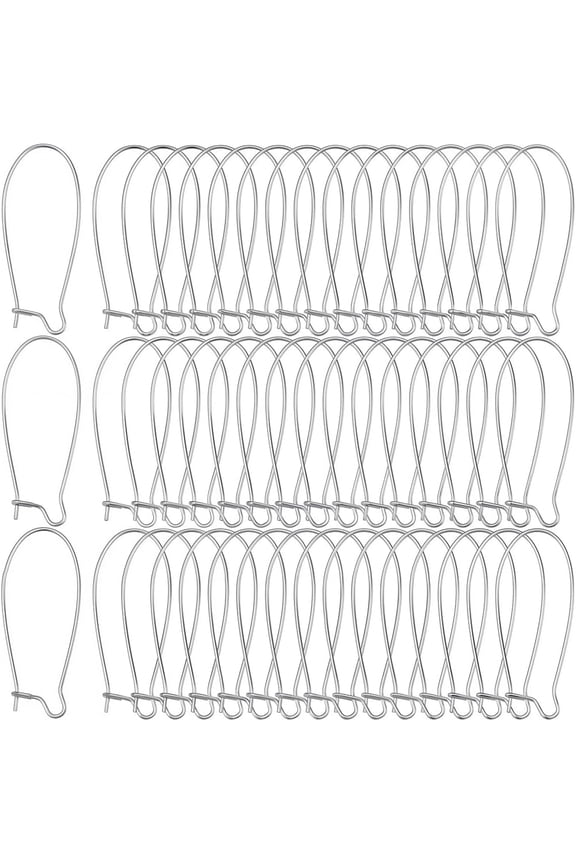 120Pcs 304 Stainless Steel Hoop Earrings Findings Kidney Ear Wires Stainless Steel Color 22 Gauge 33x13.5x0.6mm DIY