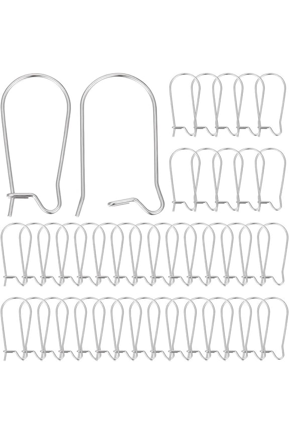 120Pcs 316 Surgical Stainless Steel Hook Earring Findings Kidney Ear Wire Stainless Steel Color 21 Gauge 25x17mm Pin: 0.7mm diy