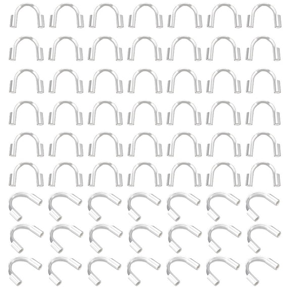 120Pcs 316 Surgical Stainless Steel Wire Guardian 925 Sterling Silver Plated 6.3~7x4.5~5x1.5mm Hole: 0.7mm. for DIY