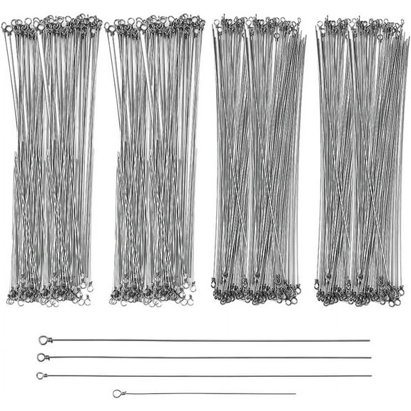 120Pcs 4 Bags 4 Styles Stainless Steel Wire Spinner Baits 8.7-16cm Stainless Steel Fishing Spinner Shaft Fishing Looped Spinner Shaft for Fishing Lure Making Supplie