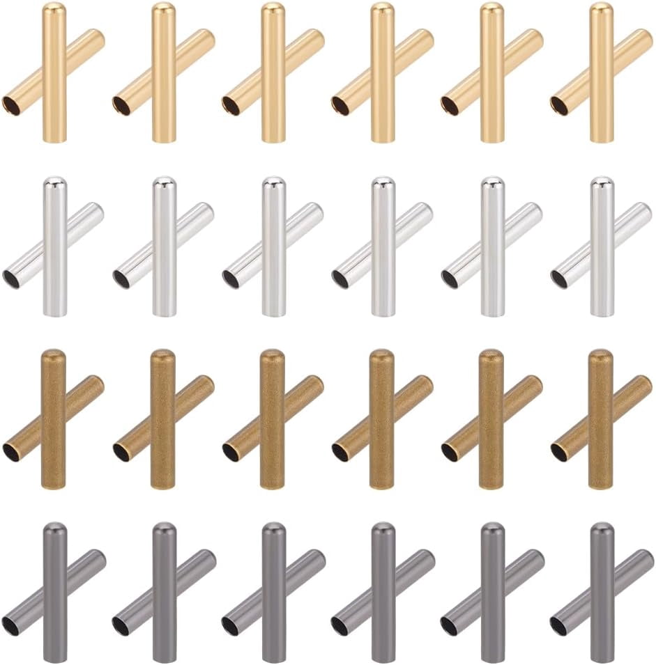 120Pcs 4 Colors 5.7mm Brass Column Cord End Lock Shoelace Tips Rope ...