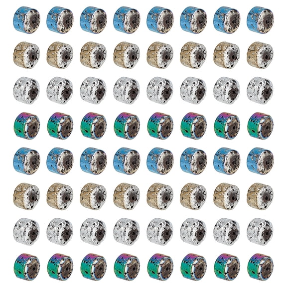 120Pcs 4 Colors Electroplated Lava Rock Beads Strands Flat Round Bumpy Mixed Color 8.5x6mm Hole: 1mm 30pcs/color