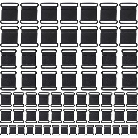 120Pcs 4 Sizes Plastic Release Buckles Clasp Replacement Part Black Plastic Bracelet Buckles Sewing Craft Accessories for Parachute Cord Clips Clasp Dog Collar Buckle Black