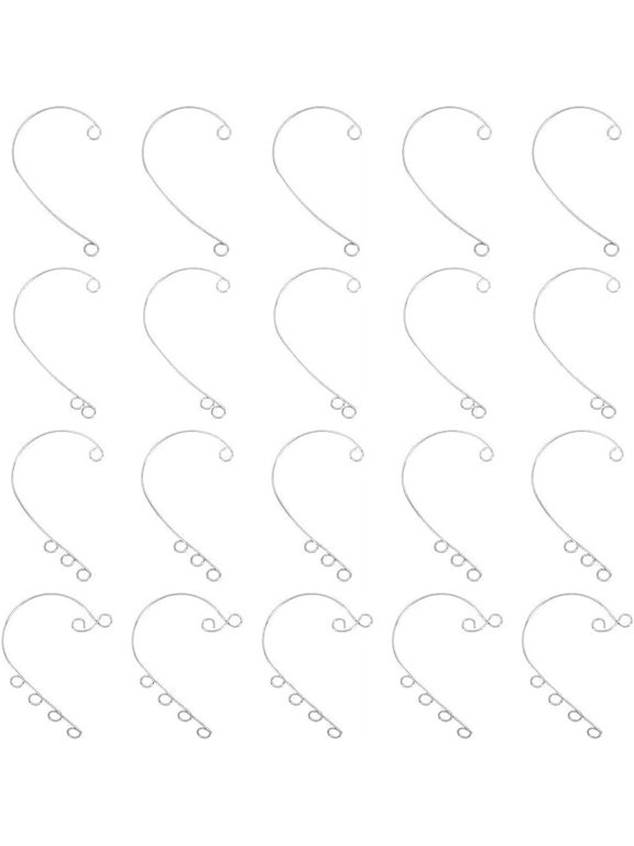 120Pcs 4 Style 316 Stainless Steel Ear Cuff Findings Climber Wrap Around Non Piercing Earring Findings with Horizontal Loops Stainless Steel Color 55~59x36~46x0.5mm Hole: 4mm 30Pcs/style