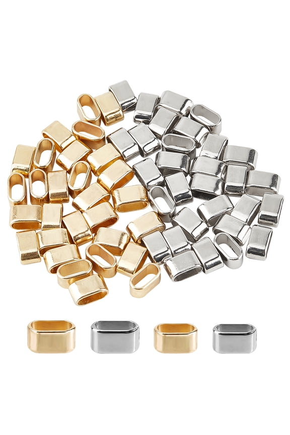 120Pcs 4 Style Zinc Alloy Slide Charms Platinum Golden 11~13x6~7x6~7mm 30pcs/style