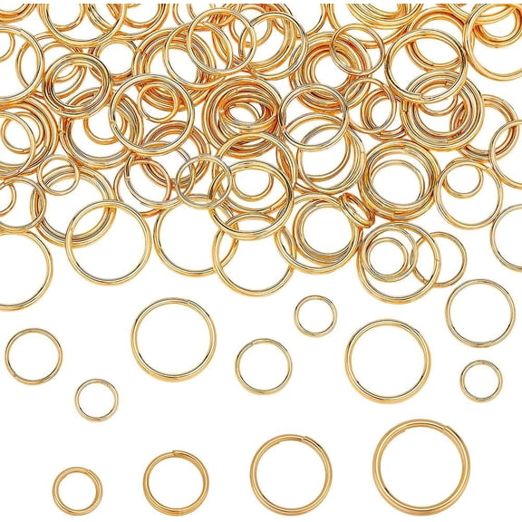 120Pcs 4 Styles 304 Stainless Steel Split Rings Double Loops Jump Rings Real 18K Gold Plated 6~12x1~2mm Inner Diameter: 5~10mm