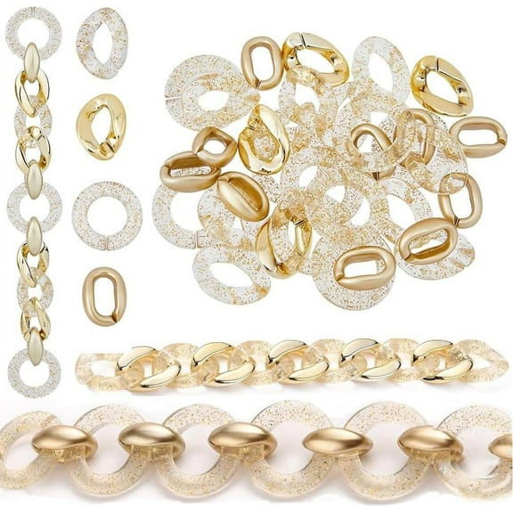 120Pcs 4 Styles Acrylic Linking Rings Chain Twisted Open Quick Link Connectors Transparent Plastic Linking Rings