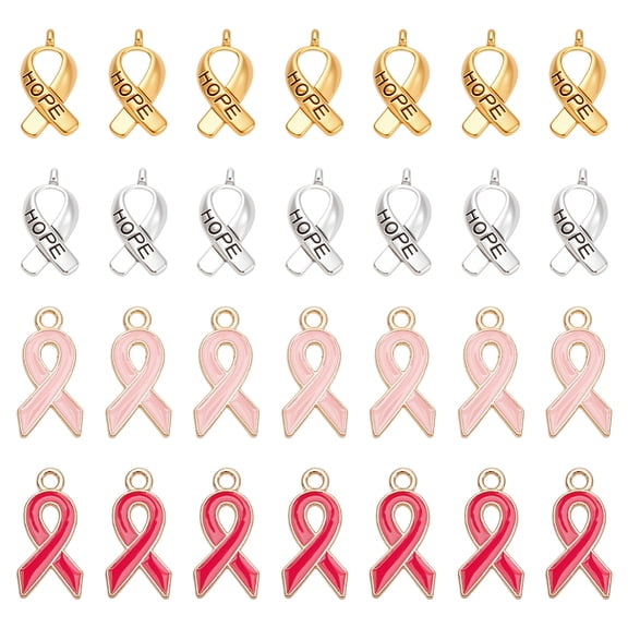 120Pcs 4 Styles Breast Cancer Charms