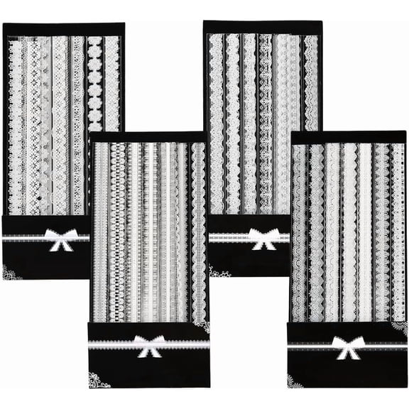 120Pcs 4 Styles Lace Tape Sticker Journal PET Tape White Hollow Border Vintage Retro Photo Frame Self Adhesive Masking Stickers Rolls for Scrapbooking Journal Arts Gifts Wrapping DIY Crafts