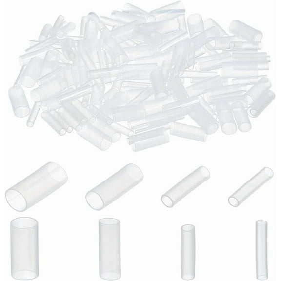 120Pcs 4 Styles Plastic Heat Shrink Tubing Ratio Electrical Wire Cable Sleeve Wrap Tube Clear 20x4~8.5mm Inner Diameter: 3.5~8mm 30pcs/style