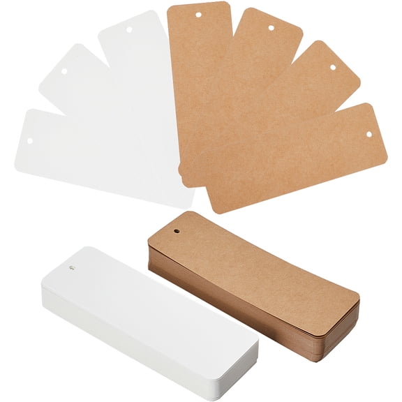 120Pcs 5.5 x 2 Inch Blank Paper Bookmarks Bulk Cardstock Book Marks Rectangle Gift Tags with Holes Kraftpaper Book MarkersDIY