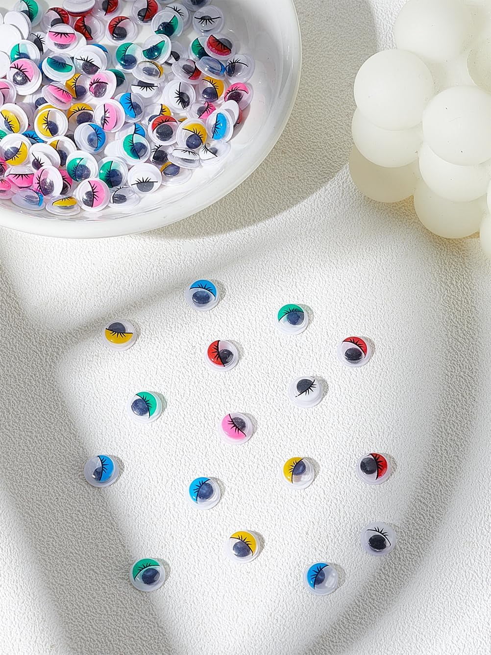 120Pcs 6 Color Half Round Plastic Wiggle Eyes Cabochons Crochet Eyes ...