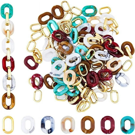 120Pcs 6 Colors Two Tone Acrylic Cable Chains Cloud Quick Link Connector with 120Pcs CCB Plastic Linking Rings
